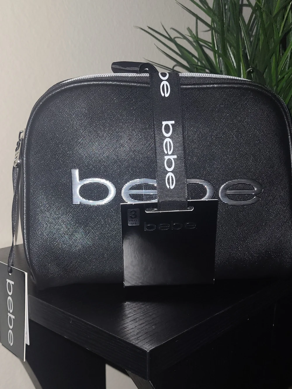 bebe Black Logo Mini Backpack & Cosmetic Pouch Set